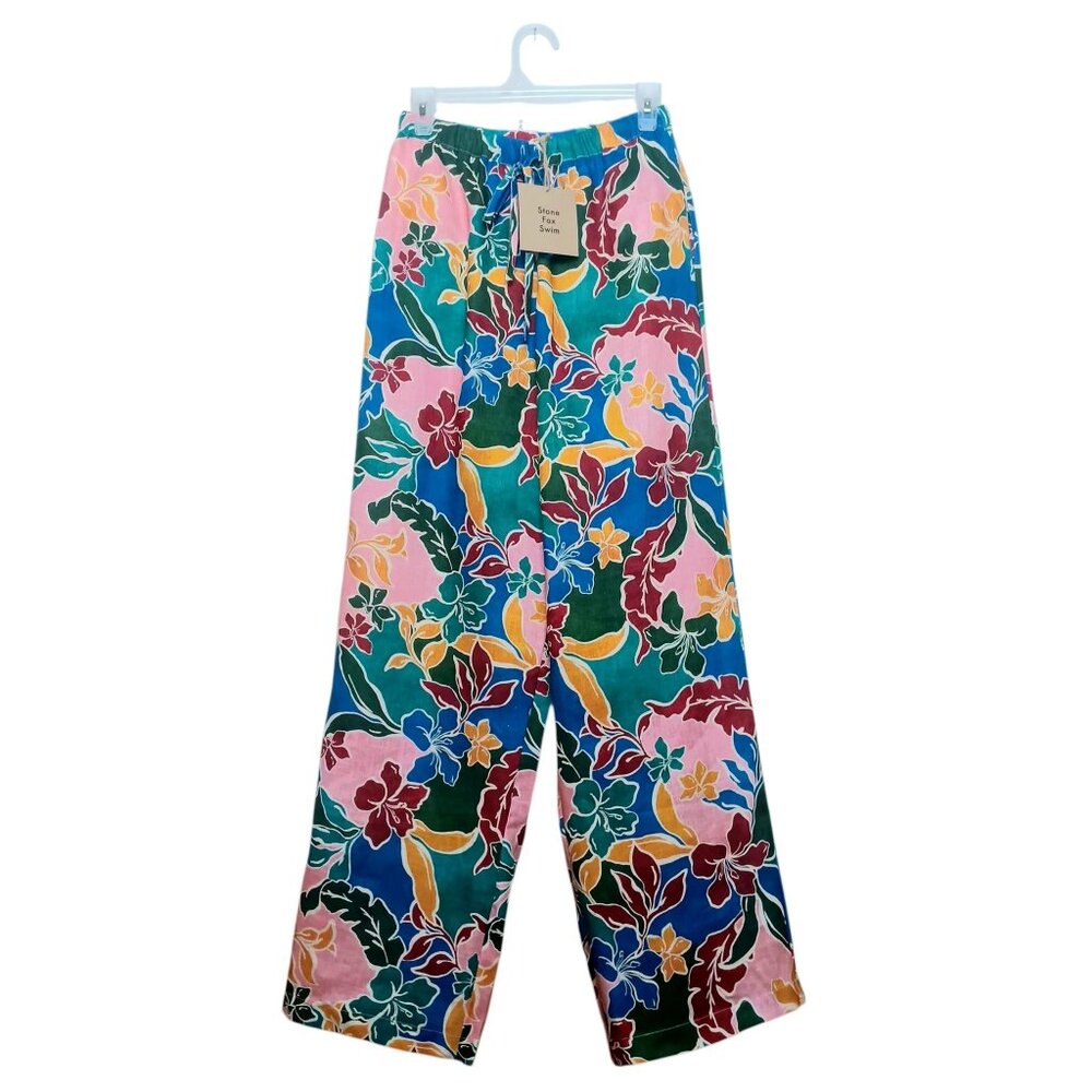 Stone Fox Swim Gita Linen Pant Wide Leg Fiesta Floral Size XS/S NEW NWT